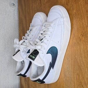 The Nike Blazer Low '77 "White/ Aquamarine-Lime Glow-Off Noir"  size 5Y